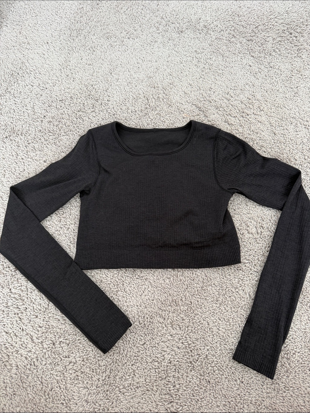 lululemon athletica Black Ribbed Long-Sleeve Cropped Top
